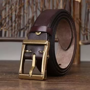 Мужской кожаный ремень, грубый американский ретро-утолщенный кожаный ремень, первый слой коровьей кожи, латунная пряжка, повседневный джинсовый ремень для мужчин 100cm