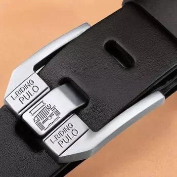 Мужской кожаный ремень из чистой кожи с пряжкой-штифтом, мужской джинсовый простой ретро повседневный универсальный ремень для брюк из натуральной кожи 110cm чёрный