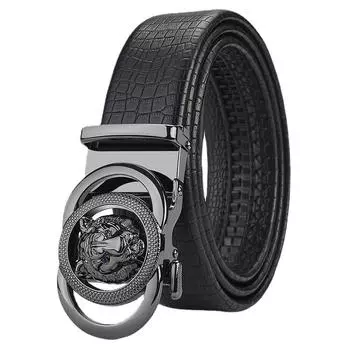 Мужской кожаный ремень из натуральной воловьей кожи с автоматической пряжкой в виде головы льва, первый слой, мужской ремень из коровьей кожи с пряжкой из сплава, мужской ремень 115cm