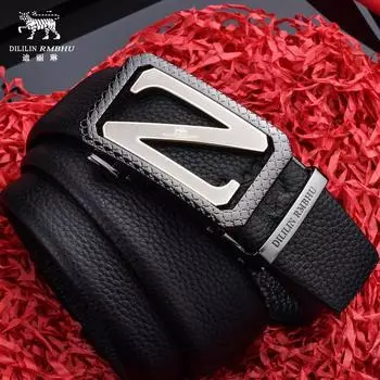 Мужской кожаный ремень из воловьей кожи первого слоя с автоматической пряжкой8Деловой кожаный ремень с пряжкой 110cm