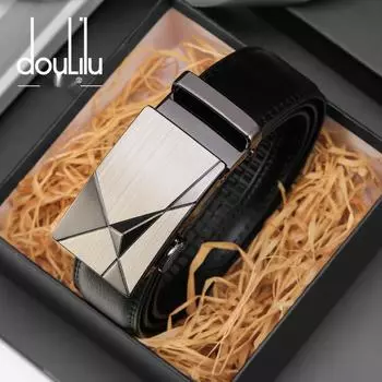 Мужской кожаный ремень Mary, двухслойный ремень из воловьей кожи с автоматической пряжкой, деловой тренд для отдыха 110-130CM