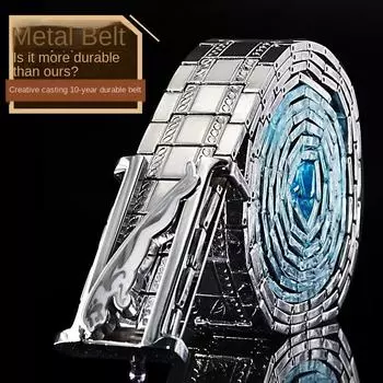 Мужской кожаный ремень, металлический ремень из нержавеющей стали, корейский стиль, стальная поясная цепочка, молодежный модный индивидуальный удлиненный белый ремень для фитнеса 120CM