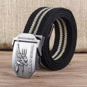 Мужской кожаный ремень Navy SEAL American Seal Canvas Belt 120cm хаки