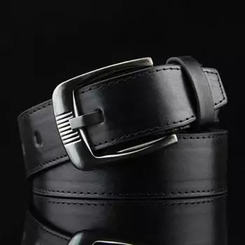 Мужской кожаный ремень, роскошный классический сплав металла пряжка ремни подарки чёрный