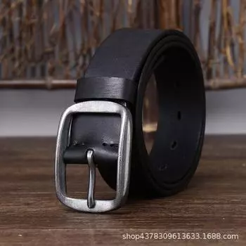 Мужской кожаный ремень ручной работы в стиле ретро, состаренный первый слой из натуральной коровьей кожи, пряжка из нержавеющей стали, ремень для джинсов из натуральной кожи 100cm