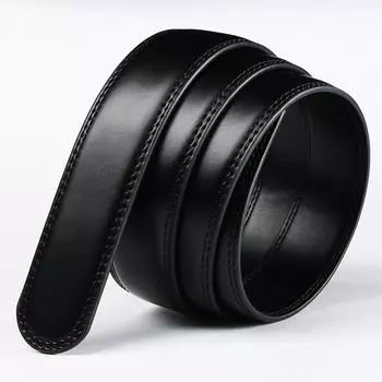 Мужской кожаный ремень с автоматической пряжкой без головы - деловой ремень из коровьей кожи в корейском стиле Black Automatic Buckle 3.5cm Wide 110cm