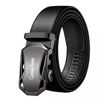 Мужской кожаный ремень с автоматической пряжкой, брючный ремень для людей среднего возраста, молодежный деловой корейский вариант, модный повседневный 120cm