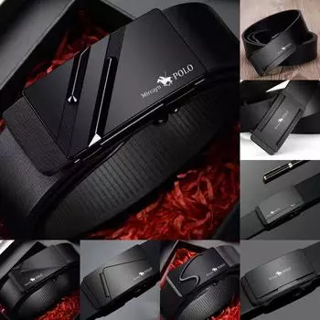 Мужской кожаный ремень с автоматической пряжкой из натуральной воловьей кожи для молодежи, повседневный индивидуальный корейский вариант трендового брючного ремня