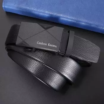 Мужской кожаный ремень с автоматической пряжкой, универсальные молодежные брюки 115cm