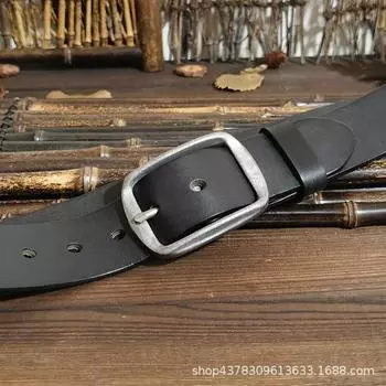 Мужской кожаный ремень, широкий американский ремень ручной работы в стиле ретро, первый слой из чистой коровьей кожи, потертая стальная пряжка, джинсовый ремень из натуральной кожи 100cm