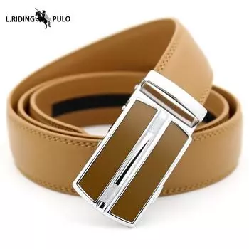Мужской кожаный ремень Высококачественная автоматическая пряжка Простой деловой повседневный мужской ремень 110cm хаки