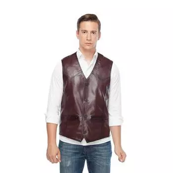 Мужской кожаный жилет