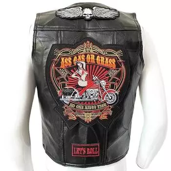 Мужской кожаный жилет с вышивкой Four Seasons Locomotive M