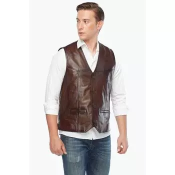 Мужской кожаный жилет Titan каштановый