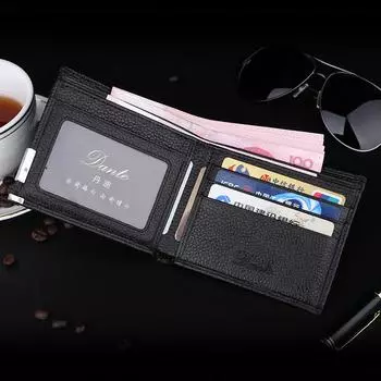 Мужской креативный кожаный кошелек с узором личи — первый слой, трендовый стиль