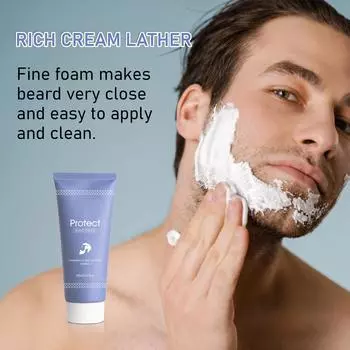 Мужской крем для бритья Пенящийся крем для бритья Мягкий и не раздражающий мужской крем для бритья для смягчения волос, 100 мл белый