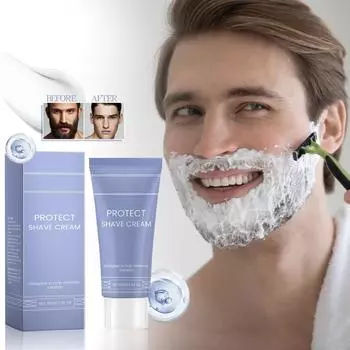 Мужской крем для бритья Пенящийся крем для бритья Мягкий и не раздражающий мужской крем для бритья для смягчения волос, 100 мл белый
