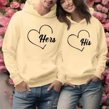 Мужской круглый вырез с длинным рукавом, пуловер с принтом ко Дню святого Валентина, парная толстовка L бежевый