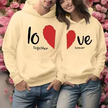 Мужской круглый вырез с длинным рукавом, пуловер с принтом ко Дню святого Валентина, парная толстовка L бежевый