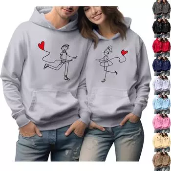 Мужской круглый вырез с длинным рукавом, пуловер с принтом ко Дню святого Валентина, парная толстовка L бежевый