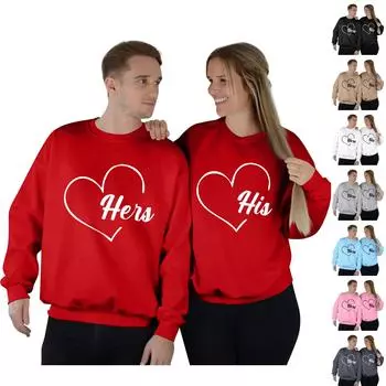 Мужской круглый вырез с длинным рукавом, пуловер с принтом ко Дню святого Валентина, парная толстовка L чёрный