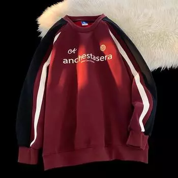 Мужской круглый вырез с длинным рукавом, свитер, спортивная повседневная толстовка с принтом, свободный низ, большой размер, длинный рукав 3XL