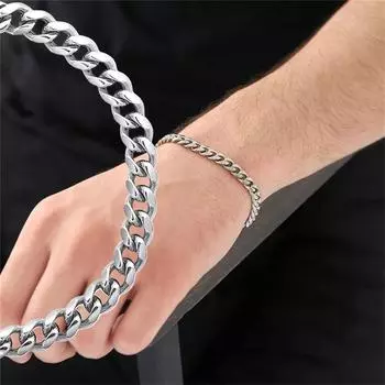 Мужской кубинский браслет из титановой стали с невыцветающим покрытием, толстые аксессуары для браслетов One Size