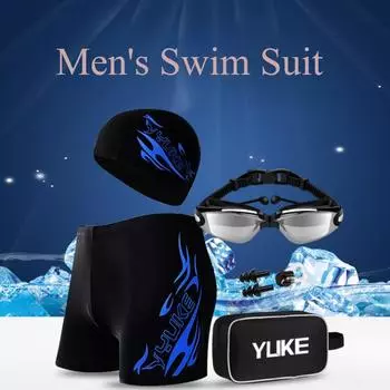 Мужской купальный костюм Мужские плавки больших размеров Плавки-шорты Очки для плавания Плавки-боксеры Купальный костюм L красный