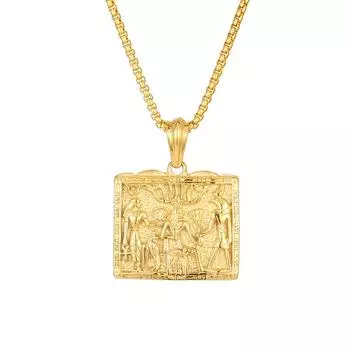 Мужской квадратный кулон из титановой стали в стиле ретро, египетский, французский, из титана