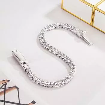 Мужской квадратный византийский браслет из серебра 925 пробы, 4 мм, цепочка Шопена, Франко-звено, браслет-манжета для мальчиков-подростков, ювелирные изделия 7 inches