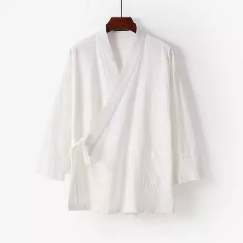 Мужской льняной жилет с длинными рукавами, официальный воротник, традиционная рубашка кунг-фу Тан, повседневная социальная рубашка большого размера 9XL чёрный