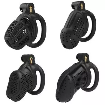 Мужской легкий маленький клетка целомудрия, набор из 4 петушиных колец, мини-клетка для пениса, шариковый замок, связывание, тренировочный пояс, секс-игрушка для мужчин