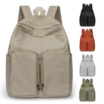 Мужской легкий нейлоновый рюкзак, школьный рюкзак, женский однотонный рюкзак оранжевый