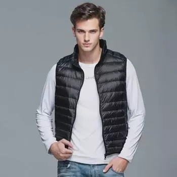 Мужской легкий тонкий хлопковый жилет с воротником-стойкой 2023 года на осень/зиму XL темно-синий