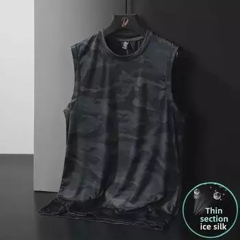 Мужской летний быстросохнущий спортивный жилет Ice Silk 2023 года — свободная футболка без рукавов для баскетбола и фитнеса L