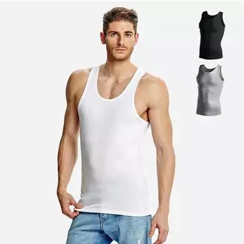 Мужской летний хлопковый жилет для бега: I-образный, дышащий, эластичный, с узкими плечами XXL белый