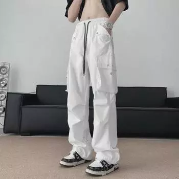 Мужской летний комбинезон в стиле хип-хоп с широкими штанинами - модные белые повседневные спортивные брюки 3XL