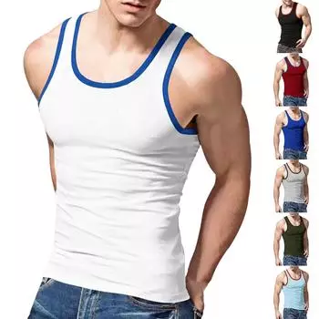 Мужской летний модный повседневный топ без рукавов на бретельках L армия зеленый