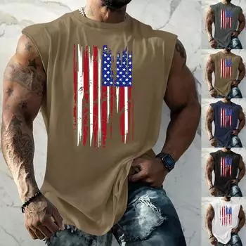 Мужской летний модный повседневный топ без рукавов на бретельках XXL чёрный