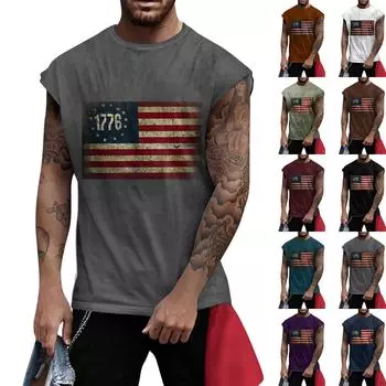 Мужской летний модный повседневный топ без рукавов на бретельках L чёрный