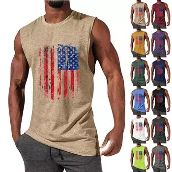 Мужской летний модный повседневный жилет без рукавов, топы, мужской летний жилет без рукавов с принтом L