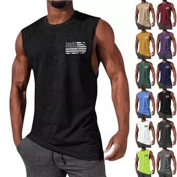 Мужской летний модный повседневный жилет без рукавов, топы, мужской летний жилет без рукавов с принтом L