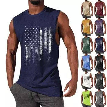 Мужской летний модный повседневный жилет без рукавов, топы, мужской летний жилет без рукавов с принтом L