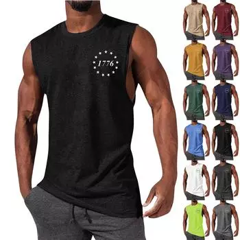 Мужской летний модный повседневный жилет без рукавов, топы, мужской летний жилет без рукавов с принтом L армия зеленый