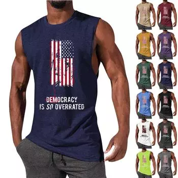 Мужской летний модный повседневный жилет без рукавов, топы, мужской летний жилет без рукавов с принтом L