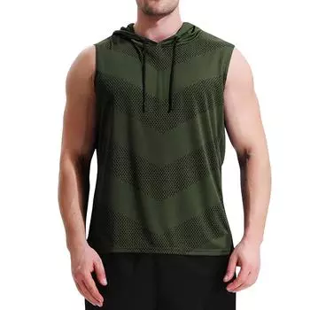 Мужской летний однотонный безрукавный жилет с капюшоном, мужская спортивная быстросохнущая жилетка для бега и фитнеса M