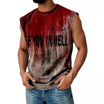 Мужской летний однотонный спортивный жилет с карманами, мужской спортивный повседневный жилет XXXL винный