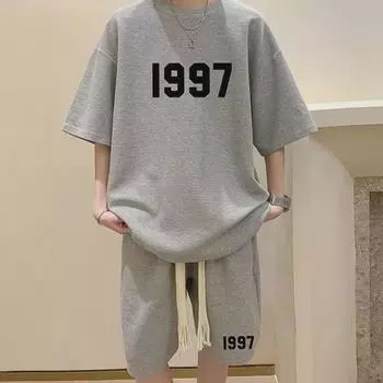 Мужской летний повседневный комплект из двух предметов вафельного цвета: Модная рубашка с короткими рукавами и шорты в гонконгском стиле, молодежный большой размер. M белый