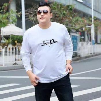 Мужской летний повседневный мужской топ с длинным рукавом из чистого хлопка больших размеров с круглым вырезом, мужской свободный спортивный дышащий и удобный топ XL