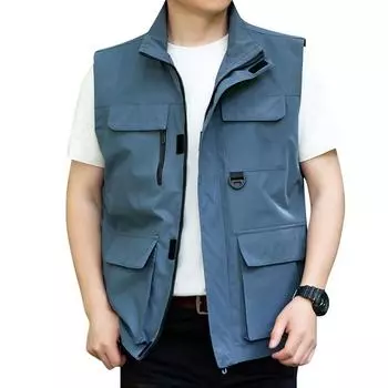Мужской летний повседневный свободный жилет с несколькими карманами, большой топ на бретелях, уличное повседневное пальто, мужской жилет XXXXXL